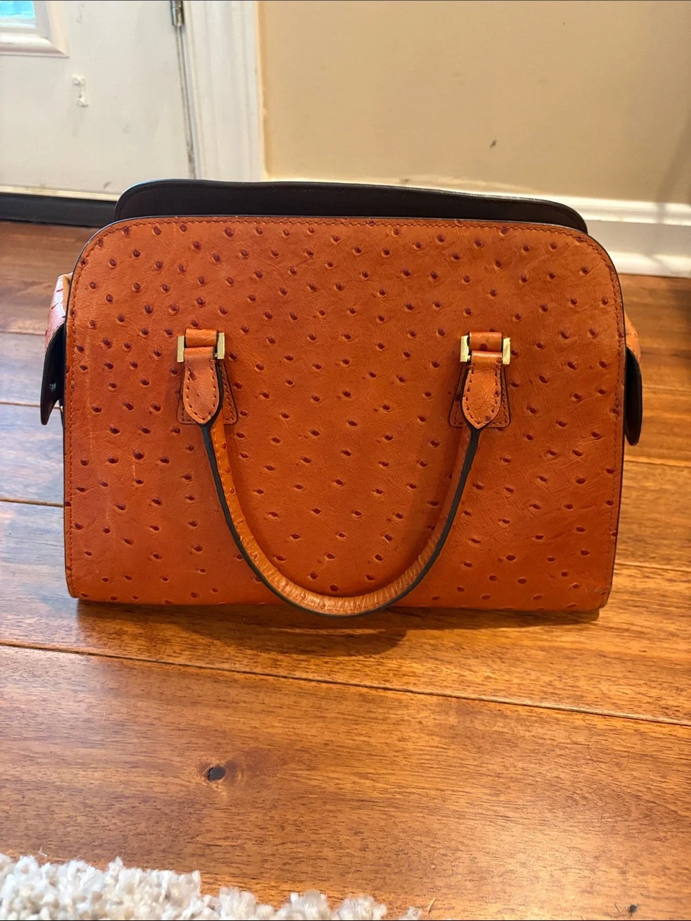 Michael Kors Burnt Orange Dome Satchel with Gold Hardware